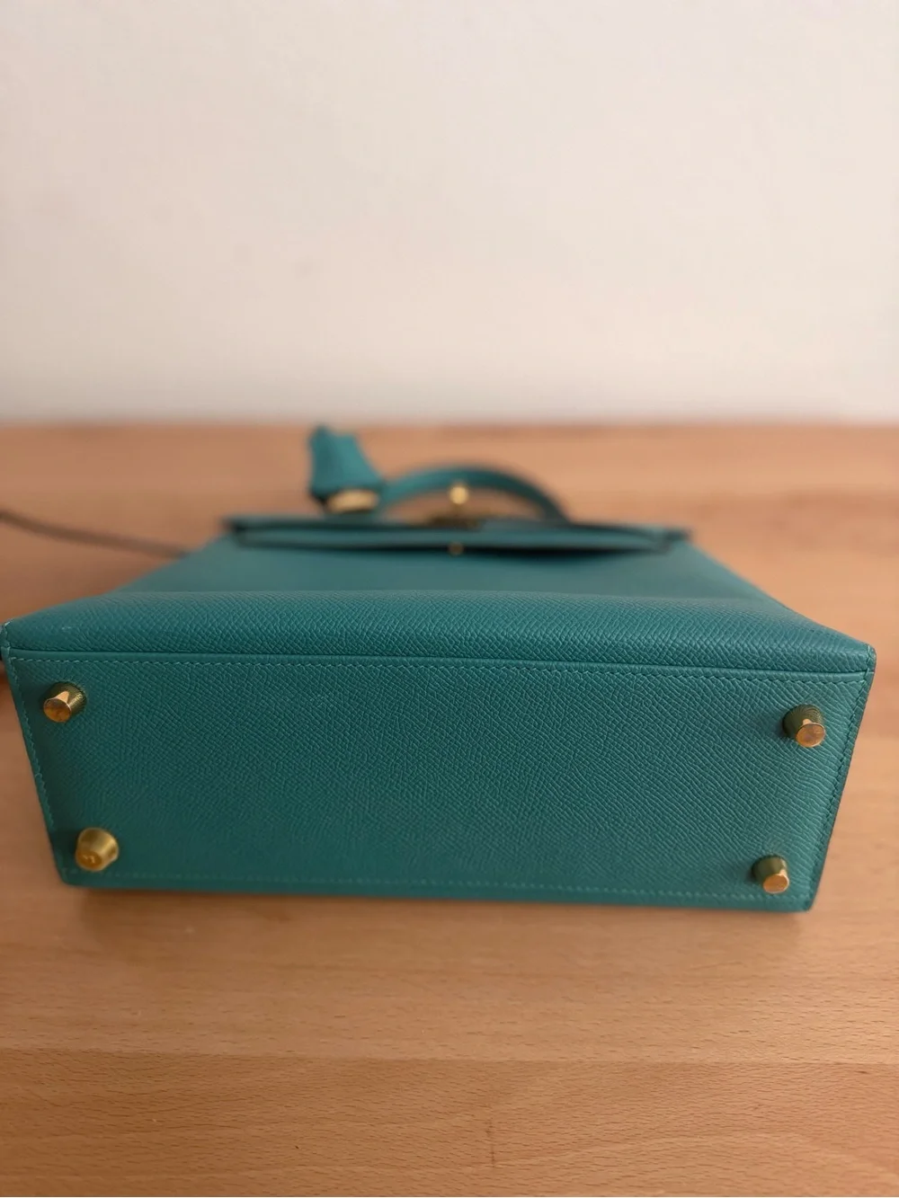 Kelly 25 green vert blue GHW FLAWED MISSING KEY SELLIER EPSOM